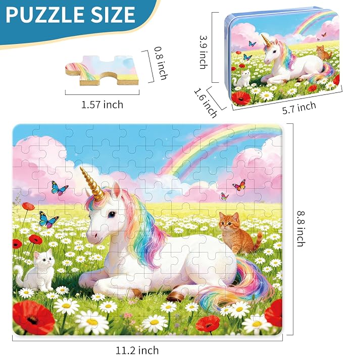 100 Pieces Puzzles for Kids Ages 4-8, Pony Educational Kids 100 Piece Puzzle, Children Jigsaw Puzzles Kids Puzzles, Educational Learning Puzzle Toys for Girls and Boys