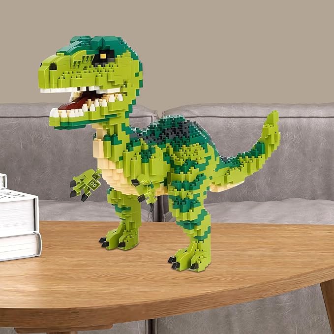 CSNRHG Dinosaur Tyrannosaurus Rex Building Blocks Velociraptor Model Decor Micro Mini Blocks Toy Birthday for Age 6+ Children Adults Teens 1457 Pieces