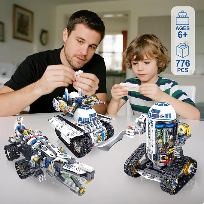 5 in 1 STEM Robotics Building Kit, 776 PCS APP/Remote Control Robot Space Wars Toy Building Block Sets, Compatible with Lego Robotics Control & Programming Robot Birthday Gifts for Boys Age 8-14+