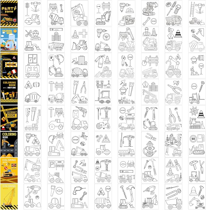 Estune 40 Pcs Construction Trucks Coloring Books Construction Party Favor Coloring Book Set Mini Small Color Booklets Goodie Bag Stuffers for Birthday Party Supplies Activity Gift