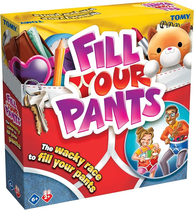 TOMY Fill Your Pants Game - Simple and Fast Paced Family Games for Kids and Adults - Kid Gifts and Activities for Family Night - Ages 6 Years and Up