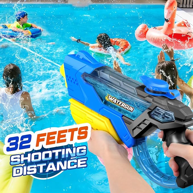 4 Pack Water Guns for Kids and Adult, Long Range 600ML Water Squirter, Colorful Super Blaster Soaker with Clear Visible Water Tank, Swimming Pool Summer Beach Outdoor Fighting Toys