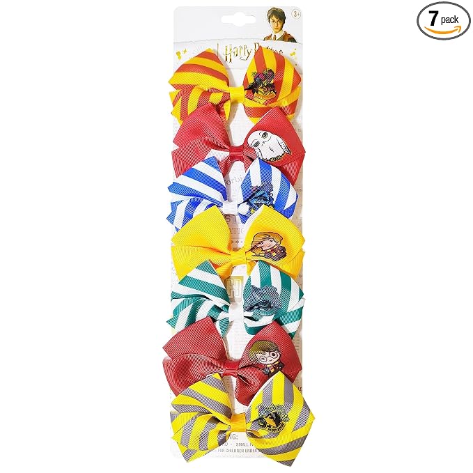 Harry Potter Hair Bows - Hair Accessories Gift Set - 7 Pcs 4 Inch Bundle - Hair Bows for Girls - Different character on each clip - Alligator Clip - Ages 3 +