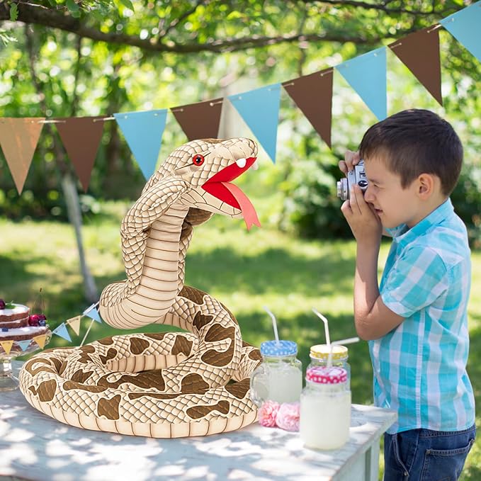 MaoGoLan 98 inch King Cobra Stuffed Animal Large Stuffed Snake Giant Cobra Realistic Plush Python Toys for Kids Halloween Prank Props Christmas Birthday Easter Valentine's Day, Brown