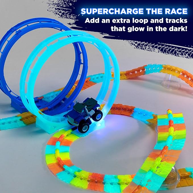 Blaze and The Monster Machines TurboTwist Racers Boost Pack - Glow in The Dark Racing Loop & Tracks Expansion Set for Kids Ages 3-10