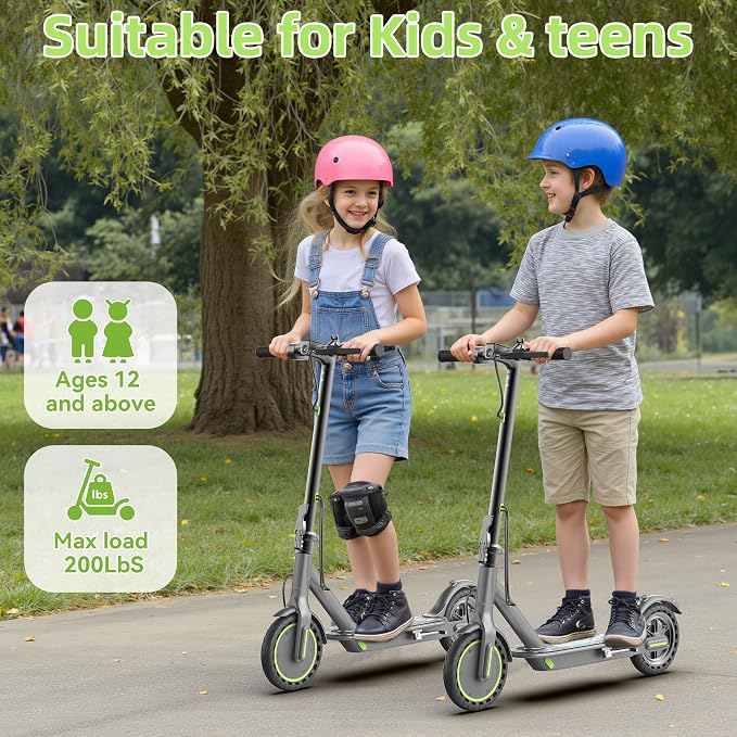 Roinside Electric Scooter for Big Kids - 8.5"/10''/14'' Solid Tires, 350W Motor, Up to 12Miles Long-Range Portable Commuting Scooter with Double Braking System, App
