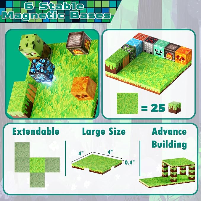 150PCS Magnetic Blocks with 6 Base Plate - Building Blocks Cubes for Kids Ages 4-8, STEM Magnet Building Toys Boys Girls, Christmas Birthday Gifts Preschool Educational Learning Toy for 3+ Years Old