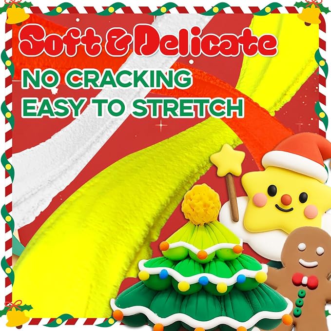 MuseLuxe Air Dry Clay - 12 Boxes Christmas Modeling Clay Kit with 8 Sculpting Tools,Safe & Non-Toxic,DIY Magic Gifts Toys for Boys,Girls,Kids