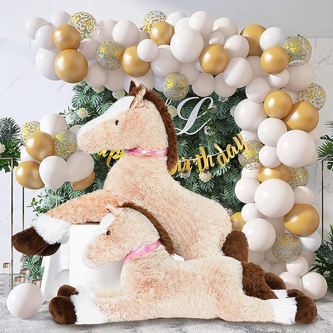 MaoGoLan Giant Horse Stuffed Animal, Large Horse Plush Toy for Girl Kid Boy, Realistic Stuffed Pony Plush Pillow for Mother's Day Birthday Gift Baby Shower Party Favor Decor, 47 inches, Brown