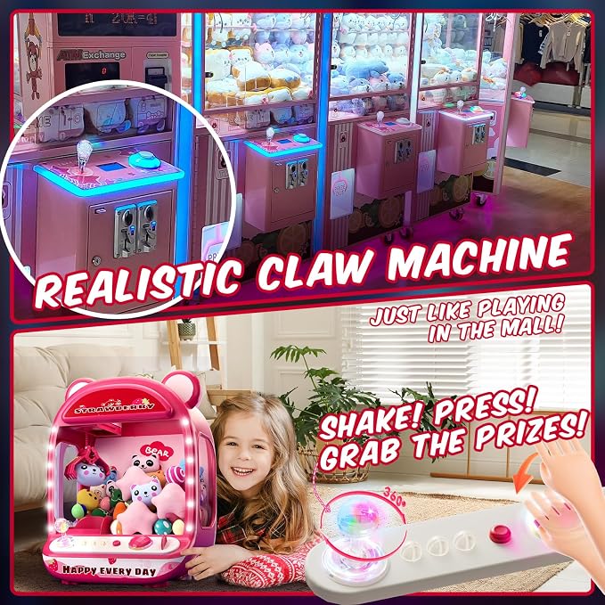 Skirfy Claws Machines for Kids,Unicorns Toys for Girls Age 6+,Mini Vending Machine with Plush Toys,Candy Dispenser Machine,Claws Game Machine,New Year Birthday Gifts for Kids