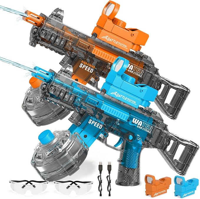 2 Pack Electric Water Guns for Adults Kids,Automatic Squirt Water Gun Up To 33 FT Long Range,High Capacity Water Gun,Ultimate Battle Powerful Water Blaster Summer Outdoor Beach Swimming Pool Water Toy