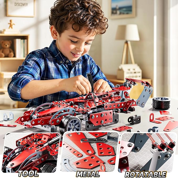 Metal Model Racing Car Kits - STEM Projects for Kids Ages 8-12, Assembly Educational Building Toys Model Car Toys for Kids Boys Girls 8 9 10 11 12 Years Old