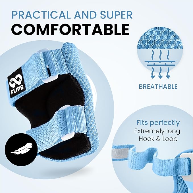 99FLIPS 6pcs Complete Set 3-12 Years- Knee Pads Elbow Pads and Wrist Guards for Kids and Toddler