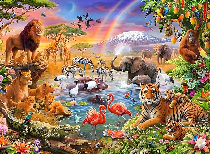 Puzzles for Kids Ages 6-8 8-10 Year Old - Animal World, 200 Pieces Jigsaw Puzzles for Kids, Learning Educational Toys for Boys and Girls