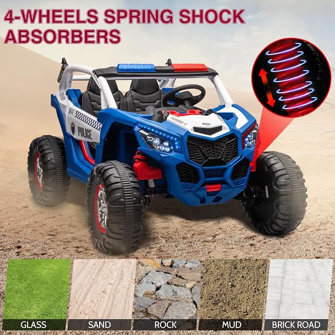 24V 2-Seater UTV Ride on Toy with Remote Control – Powerful 4WD Electric Vehicle Features 4 Shock Absorbers, Leather Seats, Music, and Lights. Designed As a 24V Ride-on Toy for Big Kids