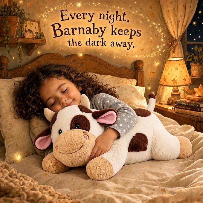 gnomantic Cow Weighted Stuffed Animals - 22 Inch 4.5 Pounds Weighted Plushies Cow Stuffed Animals - Big Plush Pillow - Cute Plush Toys Gifts for Kids & Adults (22" 4.5 lbs Brown)