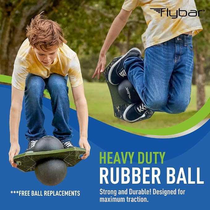 Flybar LED Pogo Trick Ball for Kids Balance Bounce Board w/Anti-Slip Deck