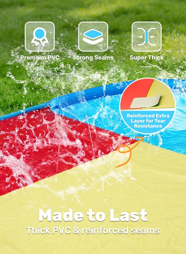 Sloosh 22.5FT Lawn Water Slide with Water Stomp, Slip Waterslide with 2 Bodyboards Summer Toy with Build in Sprinkler for Backyard Outdoor Fun for Kids