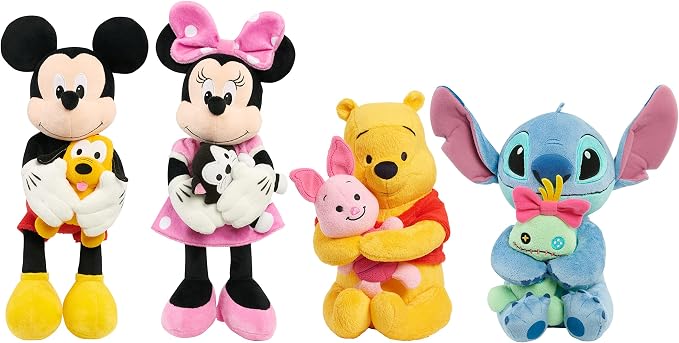 Disney Classics Lil Friends Mickey Mouse and Pluto 11.5-inch Large Plushie Stuffed Animal, Kids Toys for Ages 2 Up by Just Play