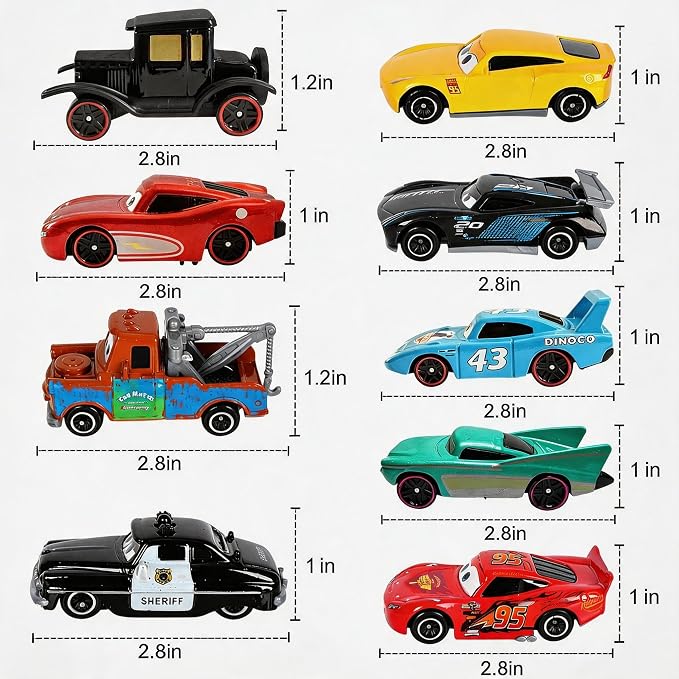 9-Pack Diecast Car Model Set - 1:55 Scale Metal Race Car Replicas, Desktop Ornaments & Collectible Vehicles, Birthday Gift for Car Enthusiasts