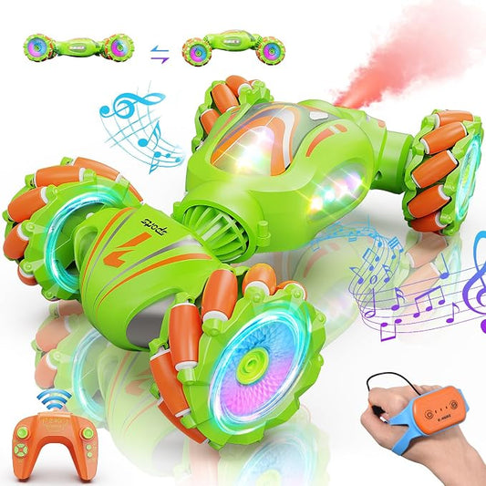 Nicella Remote Control Car, Pink RC Cars for Girls, Gesture Stunt with Light & Music, 4WD, 360° Rotating, 2.4Ghz Remote Control Car Toys, Birthday Gift for Kids Age 6+ (Green)