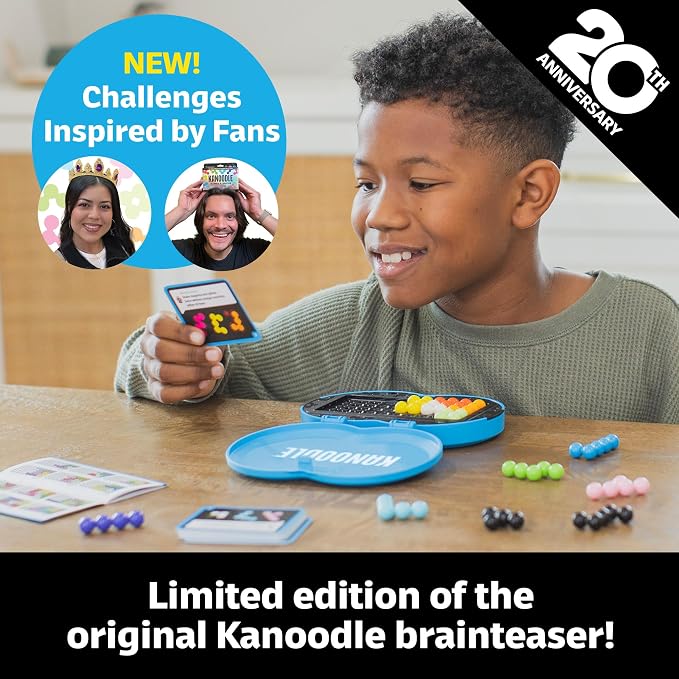 Educational Insights Kanoodle Fan Edition - 20th Anniversary (Cyan) - 3D Puzzles for Kids, Teens, and Adults, Brain Teasers for Kids 8-12, Challenging Logic Puzzles, Single Player Puzzle Toys
