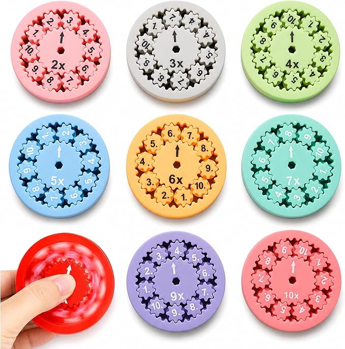 KatchOn, 9 Pcs Math Fidget Spinners, Multiplication & Division Learning Toys for Kids, Hands-On Math Manipulatives Games for 3rd 4th Grade Classroom Must Haves, Treasure Box Toys for Classroom