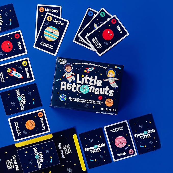 Professor Puzzle: Little Astronauts - Space Mission Card Game, Discover Planets, Facts Poster, Number Skills, Ideal Starter Game, Kids 4+, 2-5 Players
