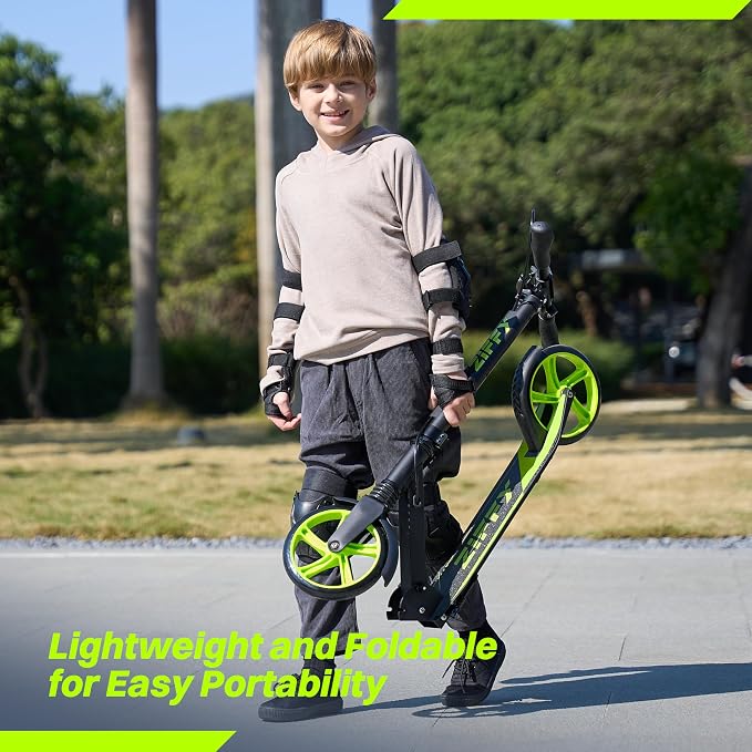 JOVA ZIFFY Scooter for Kids with Hand Brake, Foldable Kick Scooter for Ages 6-12, Lightweight Scooter for Boys with 4 Adjustable Heights, ABEC9 Bearings, Supports Up to 220 lbs