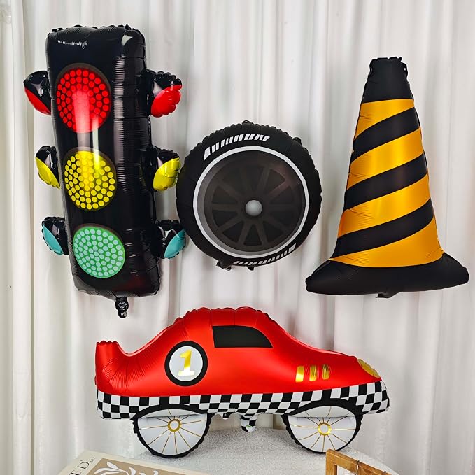 2PCS Traffic Light Balloon Red Green Lights Foil Balloon | For Race Car Theme Birthday Transportation Theme Birthday Baby Shower Party Decorations Supplies