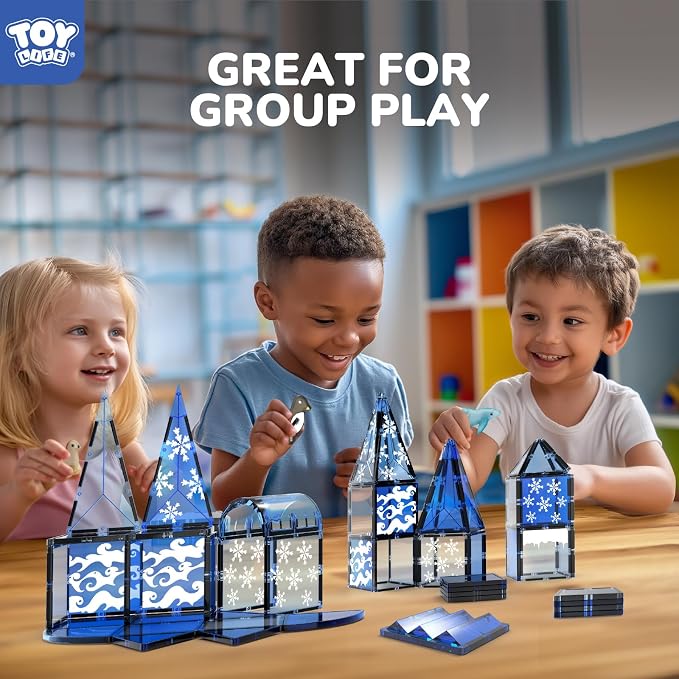 TOY Life Magnetic Tiles for Kids Ages 4-8, Magnetic Toys for Toddlers 3+, Magnet Tile Building Toy for Kids Ages 3-5, Magnet Building Tiles, Toddlers Preschool