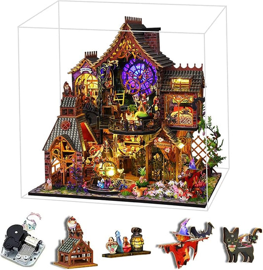 Fifijoy DIY Miniature Wooden Dollhouse Kit, DIY Miniature House Kit for Adults and Teens, DIY Mini Dollhouse Kit (Magic Spirit)