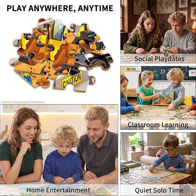 100 Pieces Puzzles for Kids Ages 4-8, Bulldozer Educational Kids 100 Piece Puzzle, Children Jigsaw Puzzles Kids Puzzles, Educational Learning Puzzle Toys for Girls and Boys