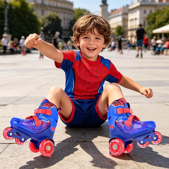 SULIFEEL Adjustable Roller Skates for Girls Boys Kids,Fun Illuminating Light Up Flash Wheels Three-Point Type Balance Suitable for Beginners Indoor Roller Skating