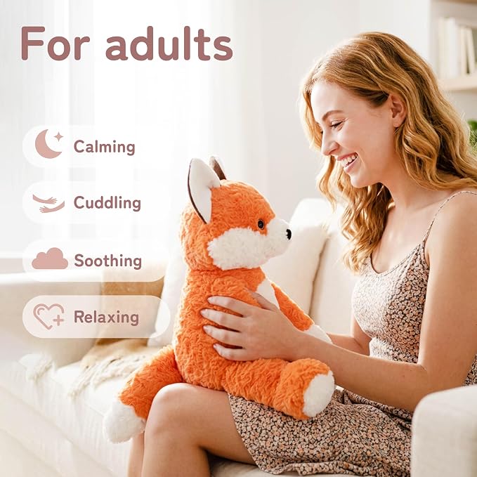 Niuniu Daddy 14" | 3.5 Pound Weighted Fox Stuffed Animal, Heavy Weighted Plushies Fox for Kids Adults, Heavy Calming Body Pillow for Sleeping, Sensory Sitting Lap Pad Toy Huggable Gift for Holiday