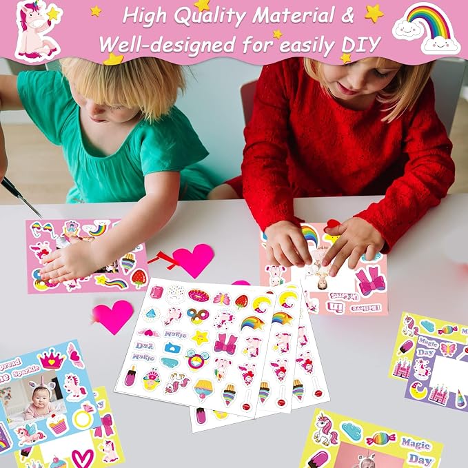 chiazllta 30 Packs Summer Unicorn Picture Frame Craft Kits Magic Unicorn DIY Craft Art Party Favor Home Game Activities