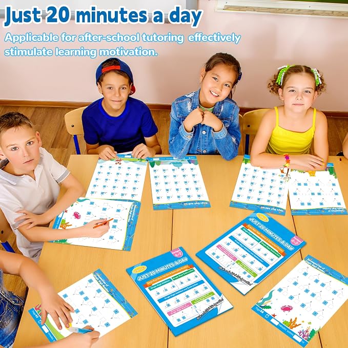 Addition and Subtraction Practice Worksheets Single Digit Math Problem Workbook for Pre-Kindergarten, Kindergarten, and 1st Grade Students for Ages 3-7, 56 Pages Front and Back, 5 Question Types