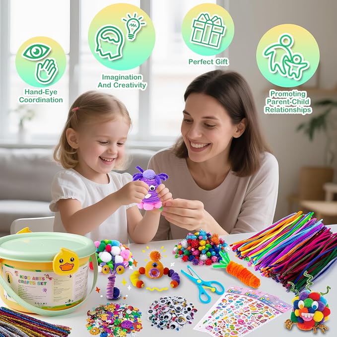 Sundaymot Kids Arts and Crafts Set 2000+ Piece DIY Craft Supplies Kit with Assorted Accessories for Boys & Girls Ages 6-12, School Classroom Projects, Gifts for Boys and Girls.