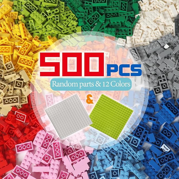 Classic Bricks Compatible with Lego Base Plates (500pcs+2plates)