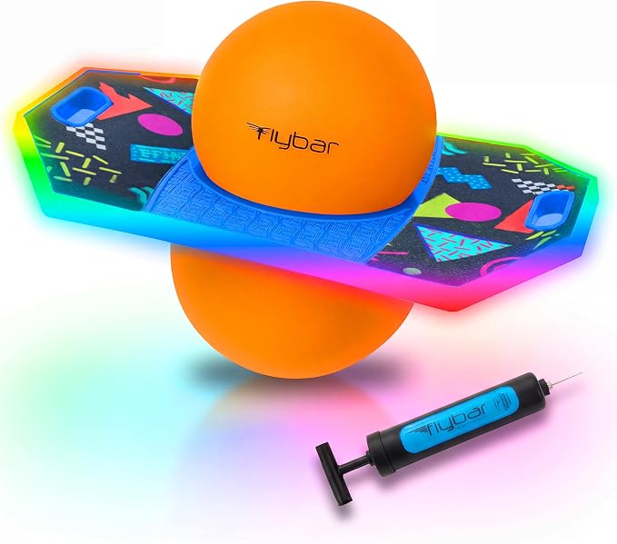 Flybar LED Pogo Trick Ball for Kids Balance Bounce Board w/Anti-Slip Deck