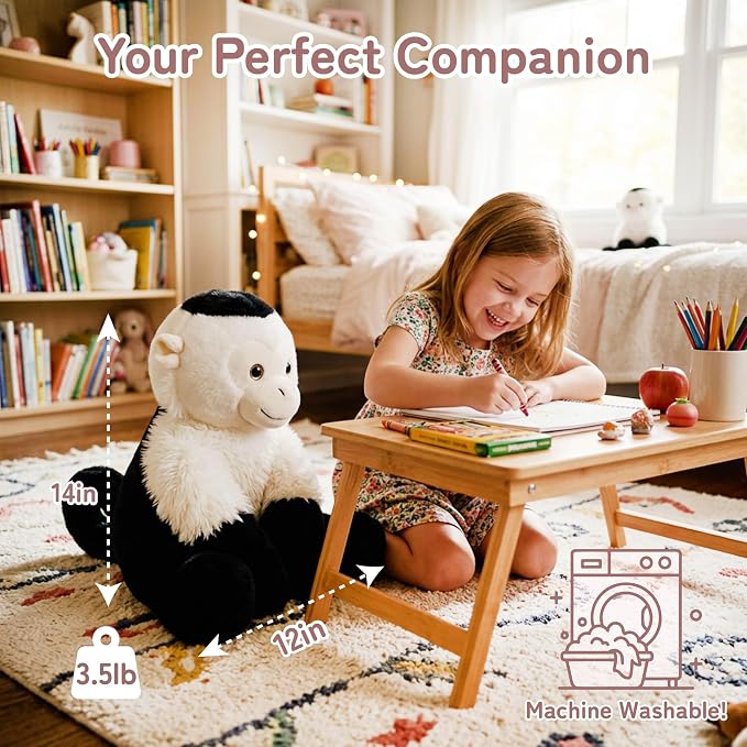 Niuniu Daddy 14" | 3.5 Pound Capuchin Monkey Weighted Stuffed Animal for Kids & Adults, Large Plush Toy with Soft Fur, Weighted Plushies Pillow for Sensory Calm, Huggable Gift for Everyday Comfort