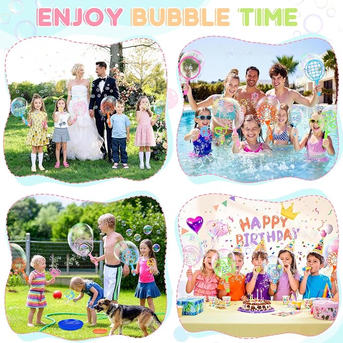 REZUCREY 32 Pcs Big Bubble Wands Toys Set, Giant Bubble Wands with Tray for Kids Summer Outdoor Toys Bubbles Party Favors Bubbles Maker Bulk for Kids Toddlers Boys Girls Age 3 4 5 6 7 8+