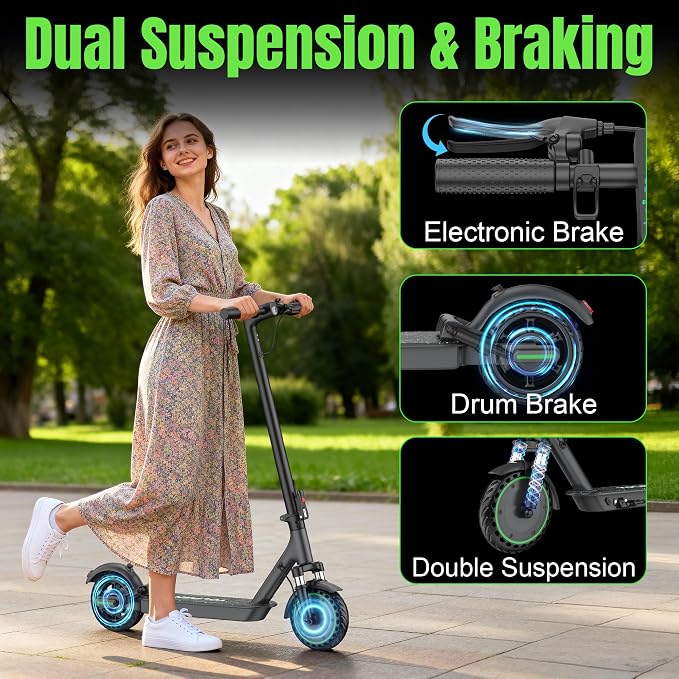 VOLPAM Electric Scooter, 350W/500W/800W/1000W/250W Powerful Motor & 19/22/ 9 MPH Top Speed, 16-28-10 Miles Long Range, Folding E Scooter Choice