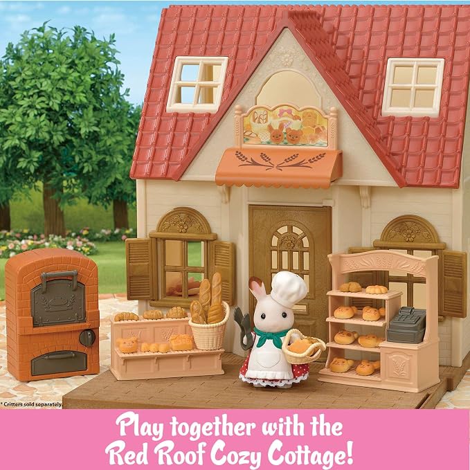 Calico Critters - Bakery Shop Starter Set for Red Roof Cozy Cottage - Dollhouse Furniture – Kids Pretend Play Toy, Miniature Dollhouse Furniture & Accessories Add-On, Ages 3+
