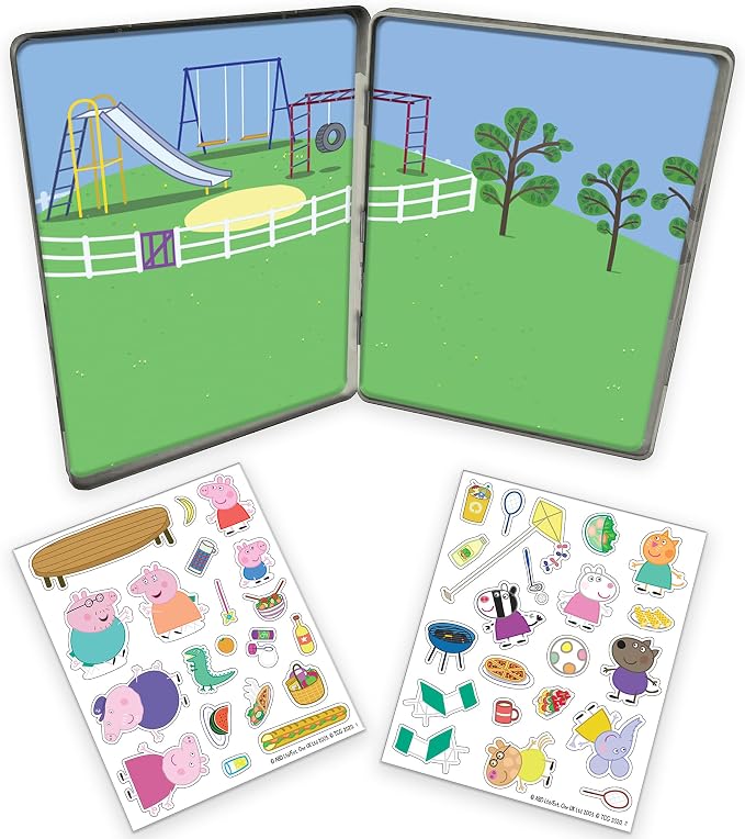Magnetic Creations Tin: Peppa Pig - Creative Storytelling Playset, 40 Pop-Out Magnets, Beautiful Play Scene, Mix & Play Toy, Kids-Toddlers Ages 3+