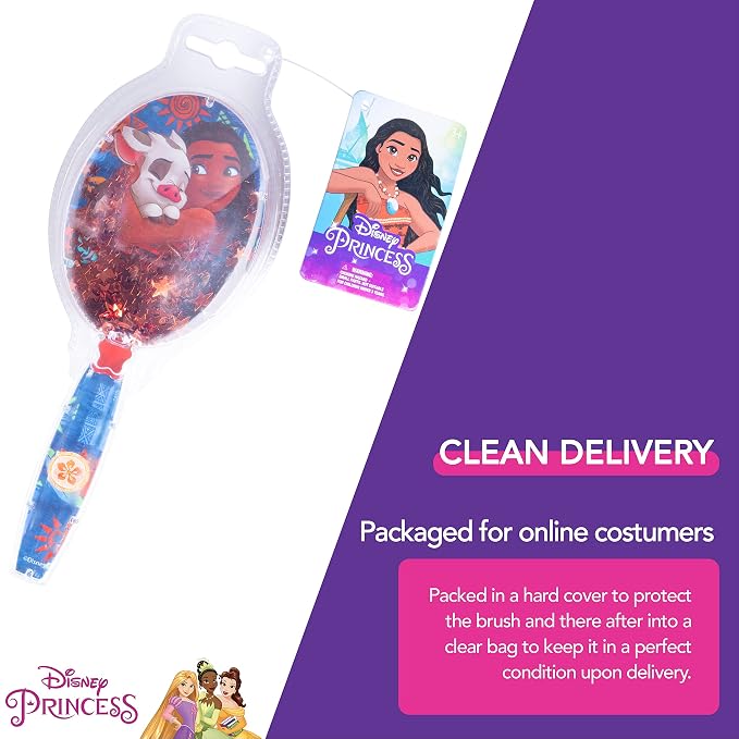 Moana Hair Brush with Magical Sparkling Stars Confetti HairBrush - Kids Hair Brush Ages 3+