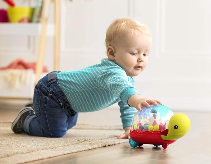 B. toys – Ball Popper & Walker – Push Toy for Baby, Toddler – Light-Up Turtle Toy for Crawling Or Walking – Removable Handle – 1 Year + – Walk ‘n’ POP!