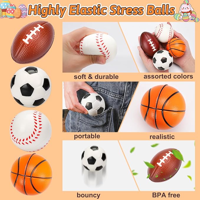 16PCS Stress Balls Party Favor for Kids 8-12 Soccer Goodie Bag Stuffers Squeeze Toys Classroom Prizes for Kids Pinata Stuffers Boys Birthday Gifts Sport World Cup Party Foam Carnival Bulk Toys