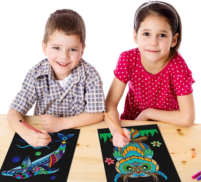 Cinrobiye 48 Pcs Velvet Coloring Posters Animals Fuzzy Posters to Color Bulk Felt Coloring Page Craft for Adults Teenagers All Ages Classroom Assisted Living Festive Holiday Art&Craft Activity