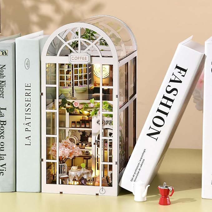 TOYQI Book Nook Kit, DIY Miniature Dollhouse Kit for Adults and Teens | Booknook Tiny House Kit Bookshelf Decoration 3D Wooden Puzzle Bookend